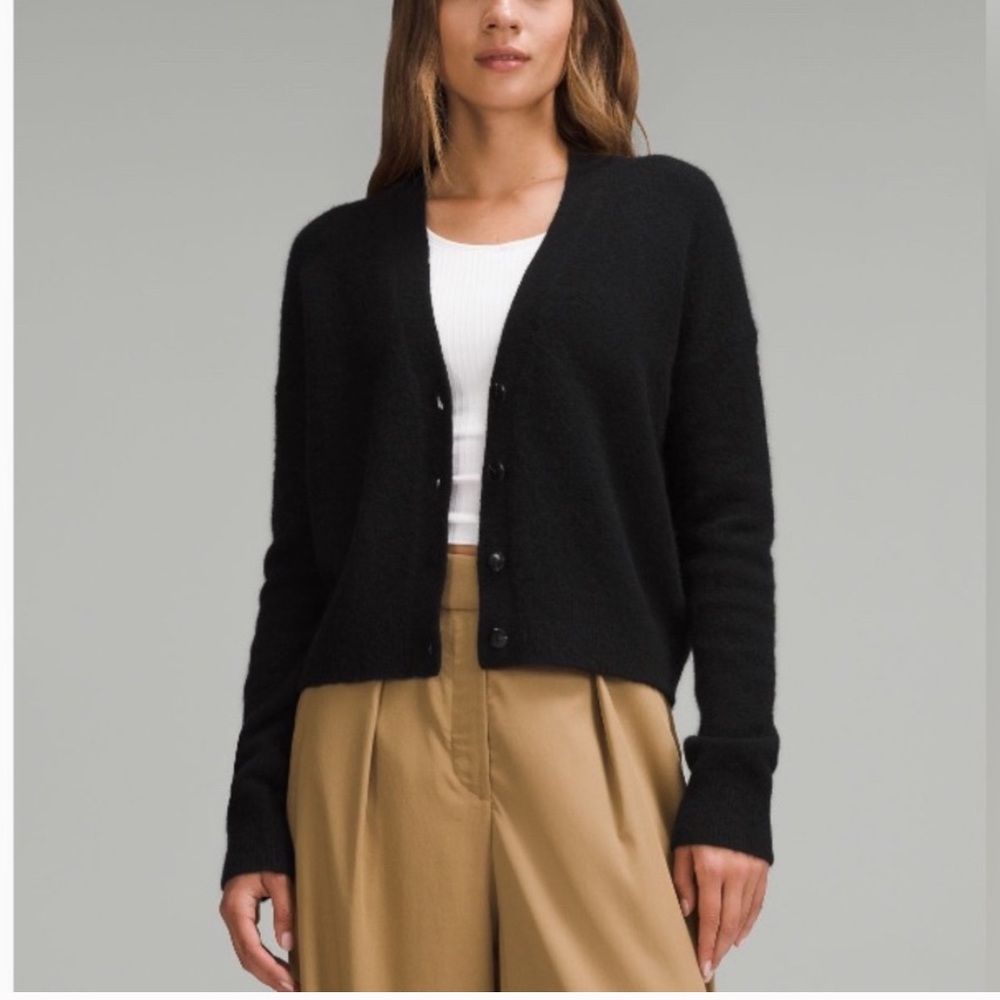 Lululemon alpaca wool cardigan button sweater Womens xsmall black